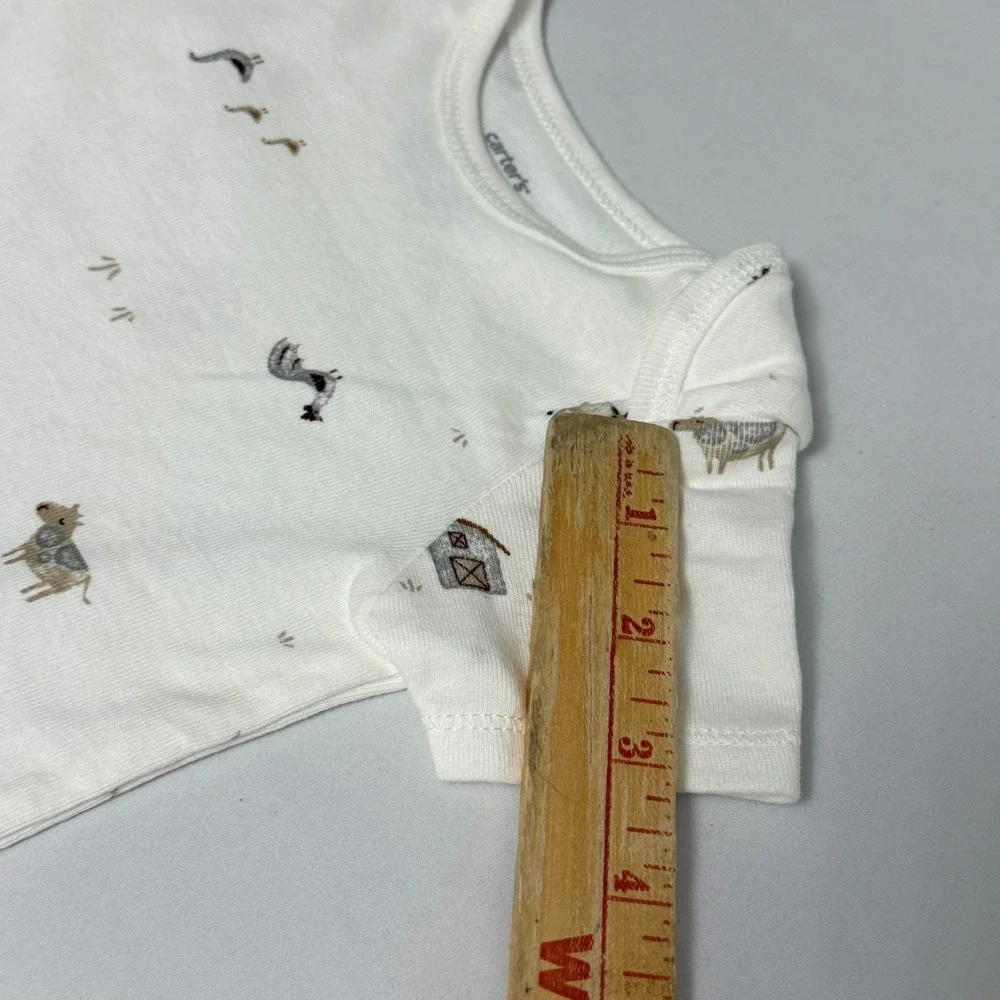 Carters Baby 9 Months Farm Animal Bodysuit and Velour Cow Pants Set White Cotton